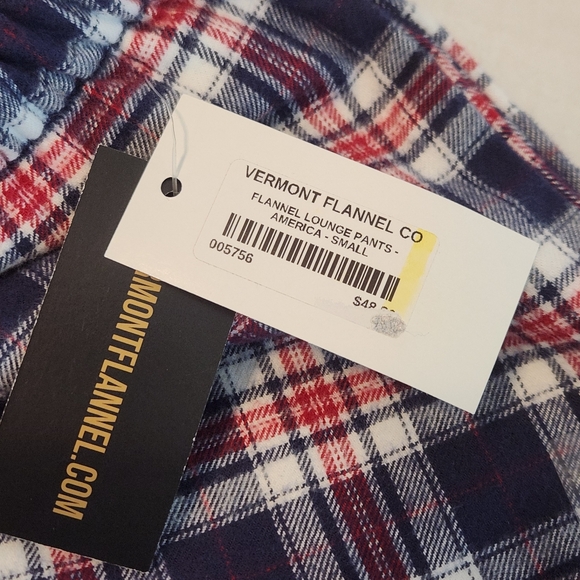 NWT Vermont Flannel Co Pajama Lounge Pants Plaid Red White Blue Small America - Picture 6 of 12